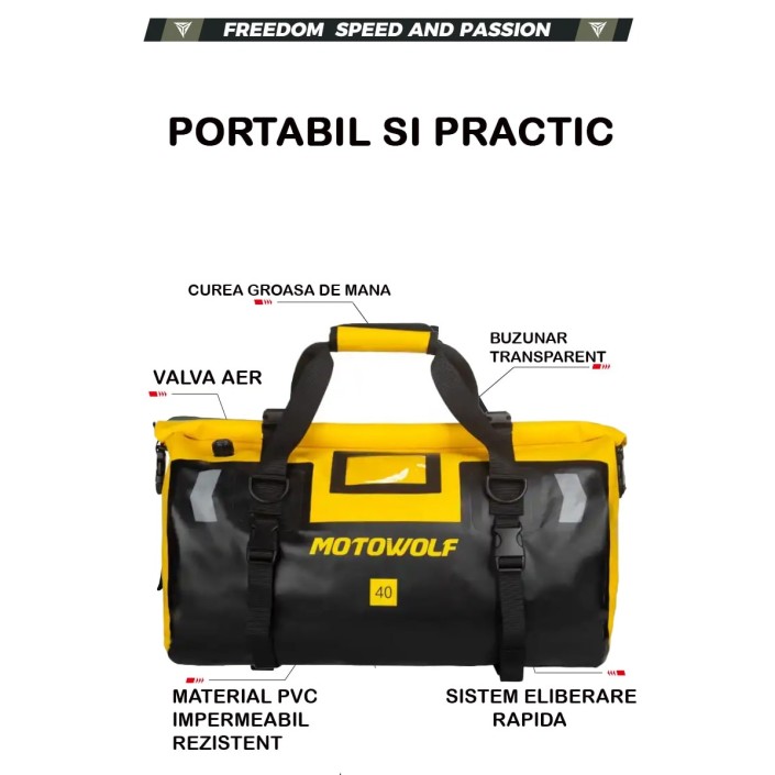 Geantă moto Motowolf multifuncțională, impermeabilă, capacitate